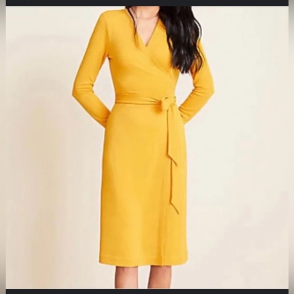 Ann Taylor Dresses & Skirts - Ann Taylor Gold Asymmetrical Wrap Cocktail Dress